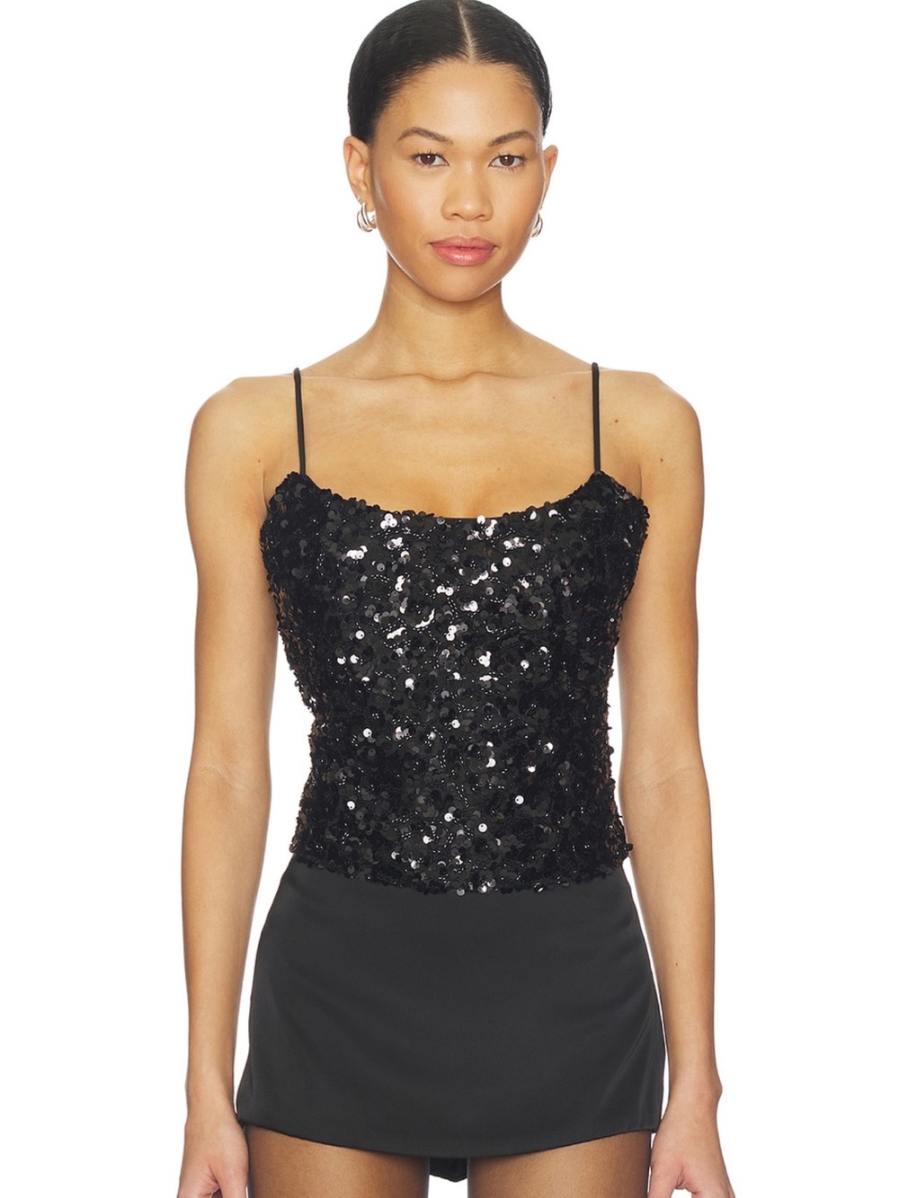 Runaway The Label Nessa Sequin Top in Black Size Small